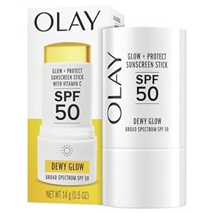 Olay Glow & Protect SPF 50 Face Sunscreen Stick, Fragrance Free, 0.5 OZ (14 G), Dewy Finish Sunscreen Stick with SPF 50 Broad Spectrum Sunblock for All Skin Types