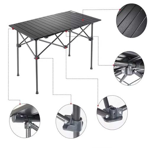 Folding Camping Table That Fold Up Portable Picnic Table Lightweight Aluminum Folding Table Roll Up Tables for 4-6 Person Camping, Beach, Picnic, Outdoor BBQ, Backyard(95 x 55 x 50CM) - Image 5