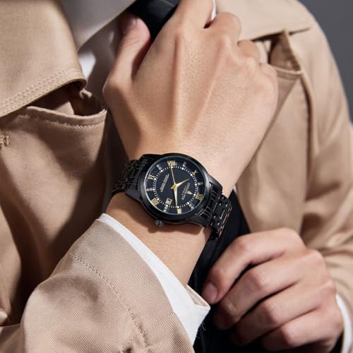 Image of London Fog Regent Collection Analog Quartz Watch for Men with Round Dial and Stainless Steel Strap, Metal Case, Date Display, Luminous Hands & Hour Markers, Water Resistant