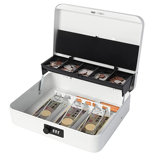 Lysmics 手提げ金庫 会計ケース 貯金箱 コインケース 紙幣整理 金属製 ダイヤル式