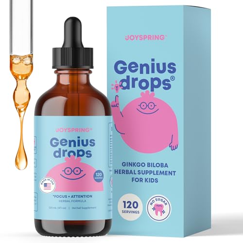 JoySpring Genius Kids Focus Drops Ginkgo Liquid 4 fl oz 120 Ct