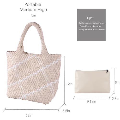 Image of Woven Tote Bag Womens Purse Woven Bags for Women Large Summer BeachTote Bags Vegan Leather Shoulder Handbags Travel Totes | Woven Bags