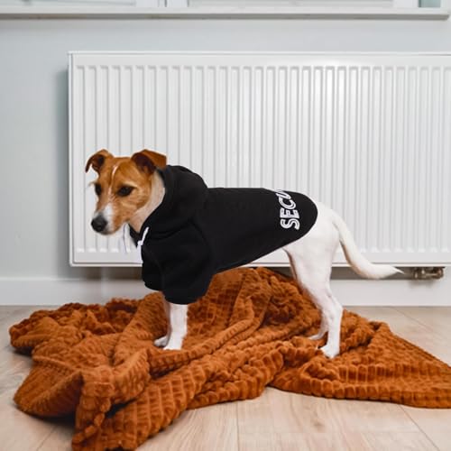 Image of SAWMONG Dog Hoodie,Flannel Pet Hooded Sweater with Hat Puppy Pullover Sweater Shirt,Dog (Security Black,3XL)
