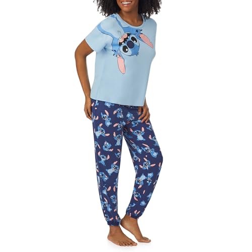 Image of Richard Leeds International Womens 2 Piece PJs Set - Disney | Hello Kitty | Snoopy - Short Sleeve Top & Jogger Lounge Sets