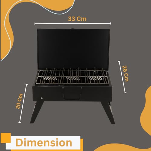 Image of Chefman Compact Briefcase BBQ Grill for Outdoor Cooking | Portable, Lightweight Design Perfect for Camping, Tailgating, and Backyard BBQs - Easy to Transport and Store Charcoal Grill