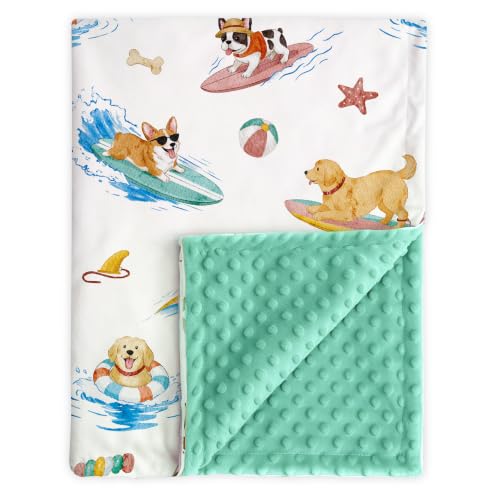 Image of BORITAR Baby Blanket for Boys Girls with Surfing Puppy Design 30 x 40 Inch