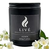 LIVÉ Vela Aromática de Jazmín en Frasco de Cristal Tintado con Tapa Metálica, Reutilizable