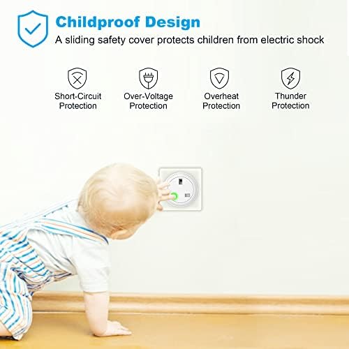 Smart Plug, SURFOU Wifi Plugs that Work with Alexa Amazon Echo, Google Assistant, Wireless Wi-Fi Smart Life Socket with Energy Monitoring App Remote Control Timer Switch Outlet for Home 4 pack