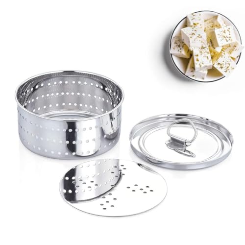 Image of KLASSI KICHEN Stainless Steel Paneer Maker (Round) | Cheese & Cottage Cheese Mold | Multi-Purpose Kitchen Strainer for Homemade Paneer, Chhena & Ricotta | Durable Food-Grade SS