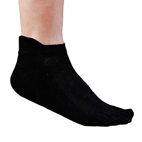 Preisvergleich Produktbild AchidistviQ 1 Paar atmungsaktive Herren-Socken, Fünf-Finger-Zehensocken, einfarbig, Netzsocken, schwarz.
