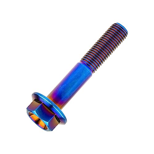 Image of Ti Screws M10 x 20 25 30 35 40 45 50 55 60 65 70 75 80 90 100mm 1.25 Pitch Titanium Flange Hex Bolt Pack of 4 (Burnt Blue, M10x55mm)