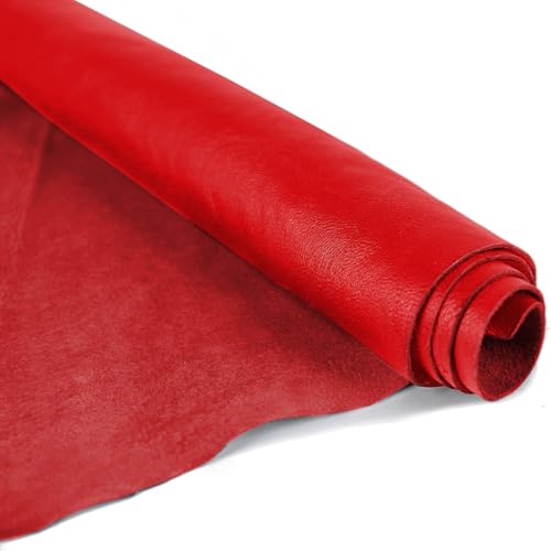 Laverapelle Natural Grain Lambskin Leather Skins (Red, 40 Square Feet)