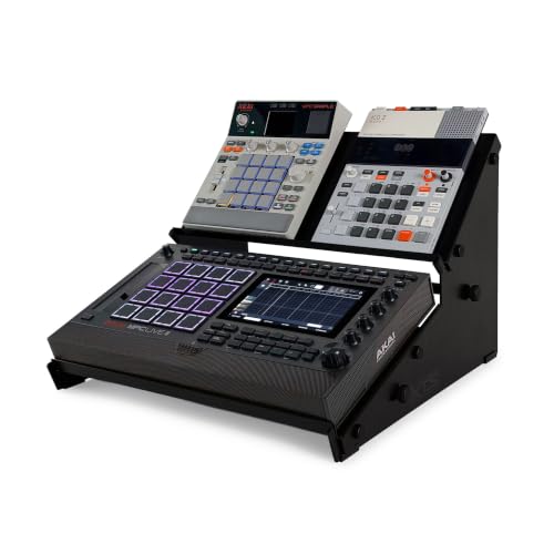 Image of XTS Duo-Flex Desktop Stand, 2 Tiers with Trays for FX Pedals / Synths / Samplers / Audio Interfaces / MIDI Controllers, Holds 2-4 Pedals or Machines on Each Tier, 17.7 inch Width, Fits MPC Live 3 / TR-8S / Digitakt & more