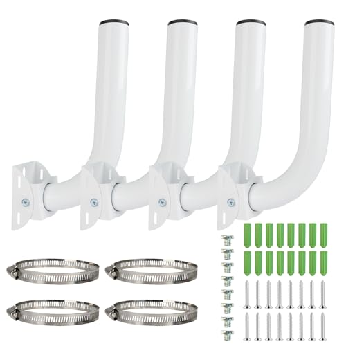 Image of Universal Wireless Bridge Bracket Mount, 4-Pack J Pole Mounts, 180 Adjustable Wall-Mounted Mount for Outdoor Point to Point AP Access Point Client Bridge CPE, Antenna Mounting Pole Bracke