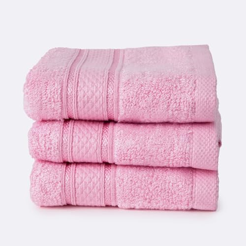 Image of Bamboo Soul Bamboo Face Towel | Ultra Absorbent & Super Soft | 30 x 30 cm - 550 GSM | Pack of 3 (Pink)