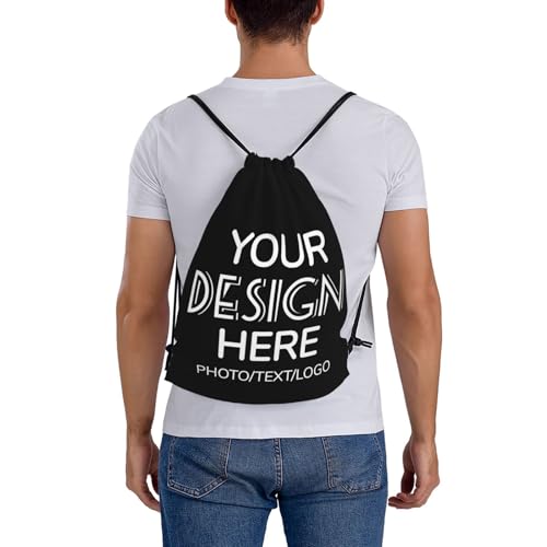 Custom Drawstring Backpack Personalized Drawstring Bag Add Your Name Logo Picture Customized Sport Gym Sackpack for Swimming, Yoga, Camping, Beach, Outdoor2