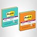 Post-it Super Sticky Notes, 4x4 in, 3 Pads, 2X The Sticking Power, Assorted Bright Colors, Lined (675-3SSMX)