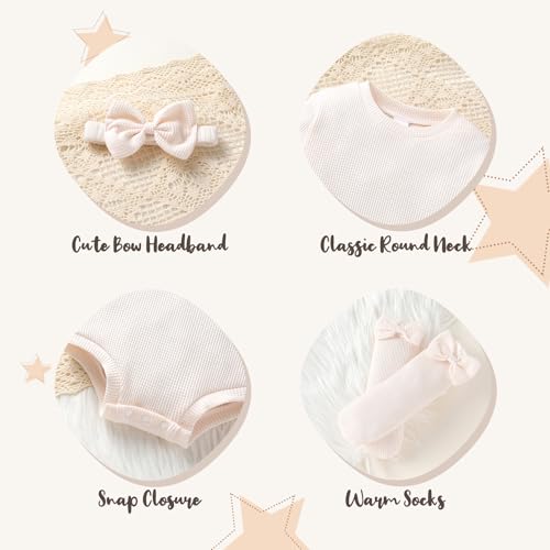 Happy Town Baby Girl Clothes Newborn Long Sleeve Waffle Sweatshirt Romper First Birthday Outfit Girl Infant Fall Winter Set4