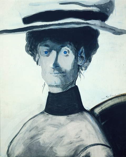 Lienzo de Leon Spilliaert Mujer con sombrero rosa impresiones pared 60x90cm