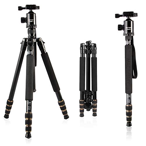 MACTREM Lightweight 66-inch Camera Tripod Detachable Monopod, 360 Degree Ball Head, 1/4 Quick
