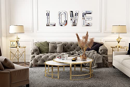 Shyfoy Mirrored Love Letters Living Room Wall Decor - 20In Big Size Crushed Diamond Mirror Set Sparkly Silver Home Decor Love Sign Crystal For Wedding Centerpiece, Party, Gift #TOP6
