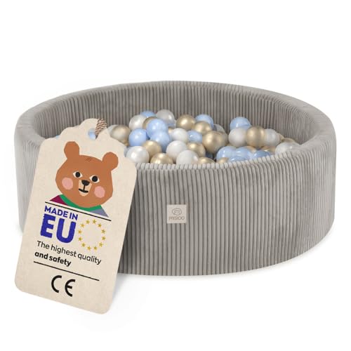 MISIOO Bällebad mit Schaumstoff-Füllung - 90x30cm - 200 Bälle - Hochwertige Bällebad Bälle für Kinder - Weiches und Sicheres Spielzeug - Waschbar