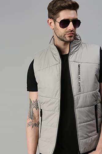 Image of SHOWOFFFF Men Solid Casual Jacket | Stand Collar Sleeveless Jacket for Mens | Regular Fit Jacket for Men's