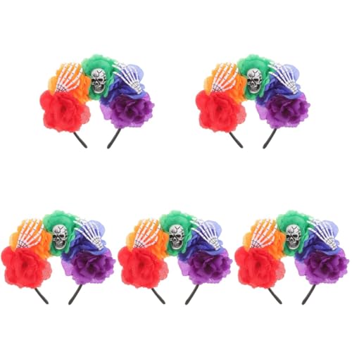 Bandeau Halloween aux fleurs et squelettes pour un déguisement réaliste et terrifiant de fête