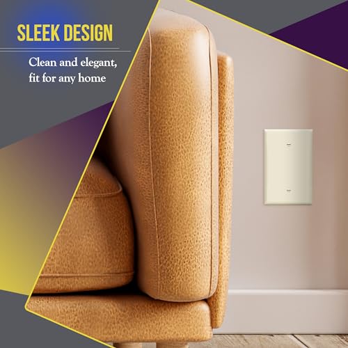 Image of ENERLITES 10 Pack Oversized Blank Wall Plate Cover, 1-Gang, Light Almond | Jumbo size 5.5 inch x 3.5 inch, cover unused electrical box /outlet /switch, unbreakable polycarbonate, UL-listed, easy to install