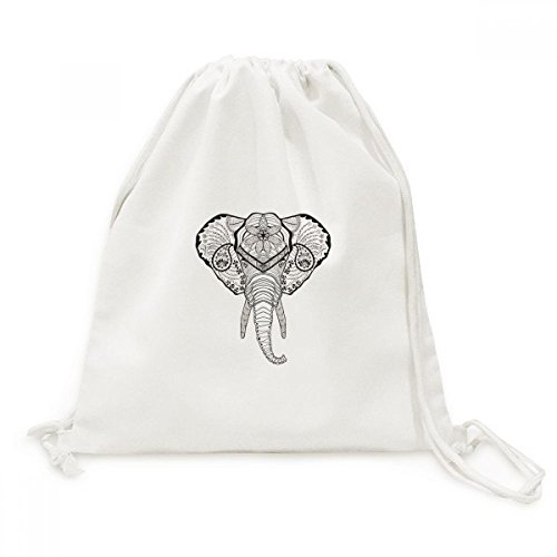Sac à dos cordon en toile avec croquis d'éléphant pour voyage et sport