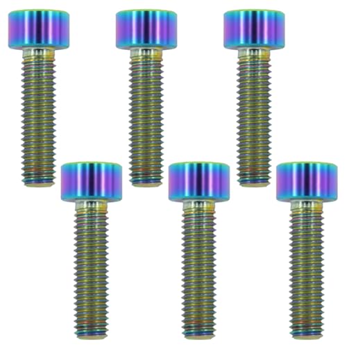 Image of Titanium Bolts M5x20, Rainbow, 6PC | Lightweight Hex Socket Screws, MTB /Road Bike /Motorcycle, Corrosion Resistant, Marine Grade Fasteners