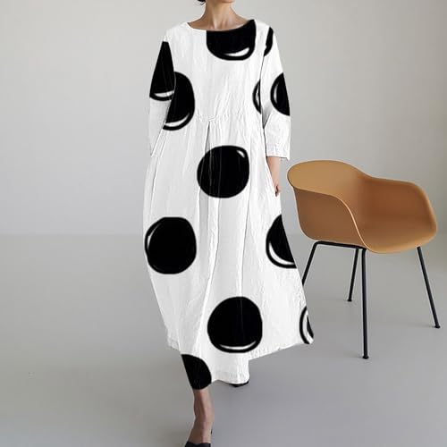 Robe longue chic col rond imprimée décontractée et fluide pour l'été - 3