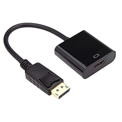 Image of Display Port DP Male to HDMI Female Adapter Cable for Equipped 4K Ultra HD Monitors, Displays and HDTV's - Black