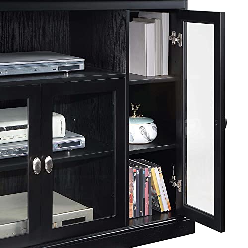Summit Highboy Tv Stand With Storage Cabinets And Shelves , Black #TOP3