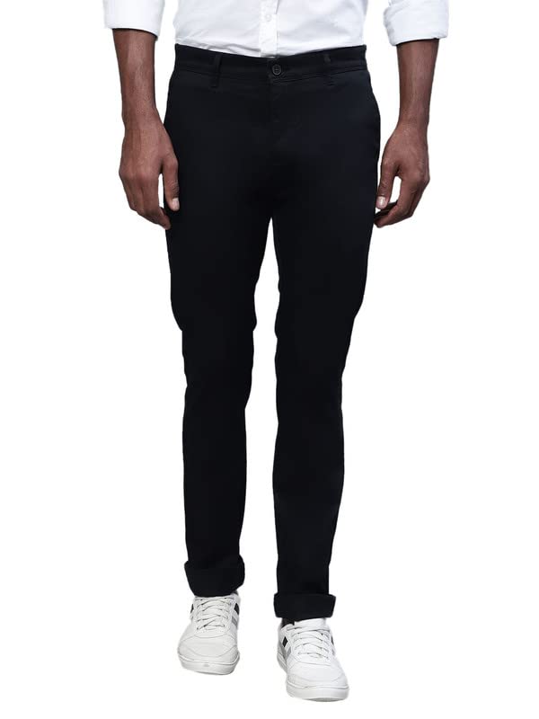 Image of Cantabil Black Solid Non Pleated Regular Fit Mid Rise Formal Trouser for Men | Formal Pants for Men | Formal Wear Regular Fit Trouser for Men (P MTRC00102)