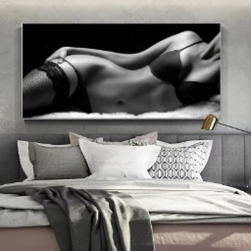 Affiche de mode noir et blanc tableau femme sexy déco salon 70x140 cm
