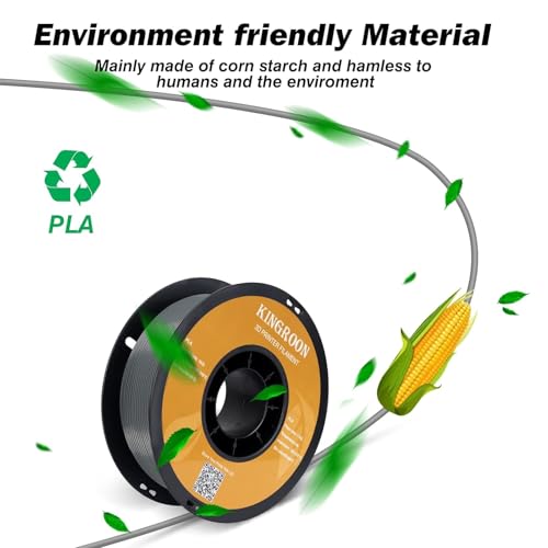 Image of Kingroon PLA 3D Printer Filament, Dimensional Accuracy + /- 0.02 mm, 1kg Spool(2.2lbs), 1.75 mm, 2KG Grey