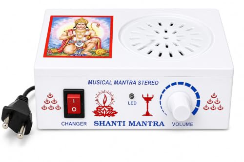 Image of V3Squared 35 in 1 Religious Mantra Chanting Machine, White Plastic Body with LED Light, Volume Control, Heavy Speaker, Plug and Play