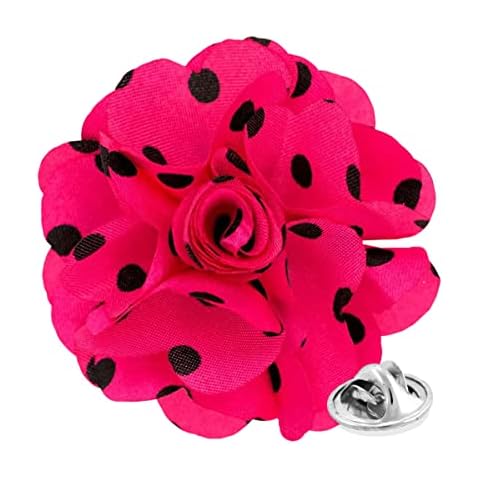 Vittorio Vico Men's Formal Polka Dot Flower Lapel Pin, Boutonniere for Men (Fuchsia Pink/Black) Cover
