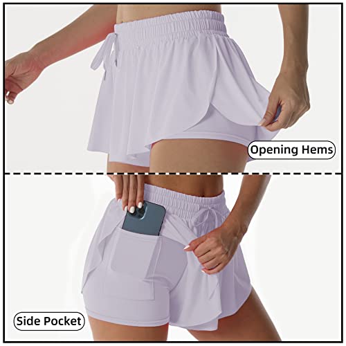 Image of Flowy Athletic Shorts for Women Running Tennis Butterfly Shorts Girls 2-in-1 Double Layer Quick-Drying Comfy Shorts
