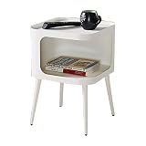 IMYOGI Exquisita Mesa Auxiliar para sofá, mesita de Noche Moderna nórdica, Mesa de Centro Cuadrada/Mesa de Esquina esmerilada con Arte de Hierro, mesita de Noche (Color: Blanco)
