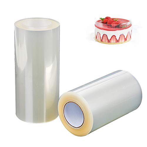 Cake Collars (2Packs) Acetate Rolls, Acetate Sheets,Clear Cake Strips, Transparent Cake Rolls, Chocolate