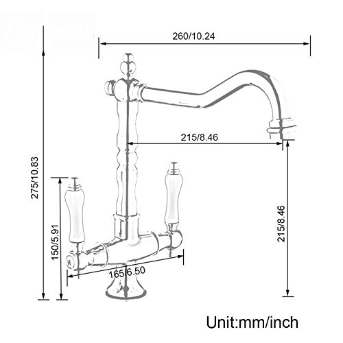 Robinet mitigeur de cuisine rétro en laiton noir double commande eau chaude froide