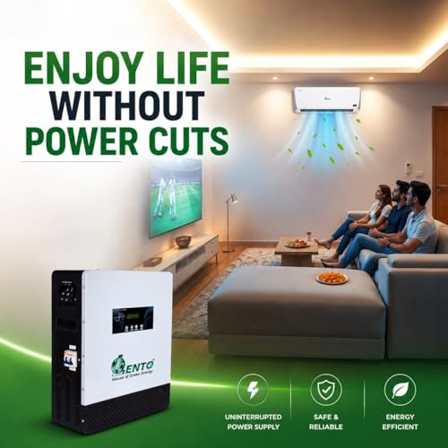 Image of Lento 1.1KVA 12.8V Lithium Battery Inverter for Home | Up to 3Hr 15Min Power Backup @400W | Pure Sine Wave UPS | Inbuilt LiFePO4 Battery | Wall Mount Design | LCD Display