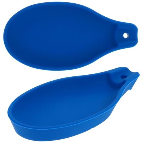 BESPORTBLE Soporte para Cuchara de Silicona de Grado Alimenticio Azul Tapete para Cuchara 2 Piezas Organizador Resistente al Calor para Utensilios de Cocina Adecuado para Uso Doméstico y