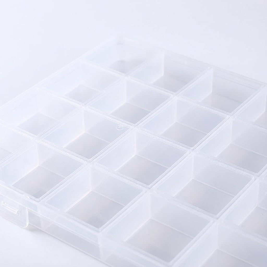 28-Grid Clear Plastic Organizer Box, Secure Storage Container with Fixed Dividers for Beads, Jewelry & Crafts - Spill-Proof Compartments for Small Parts Organization