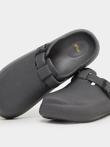 Men 7012454514 Textured Buckle Embellished Slip On Sandals 41 Grey4