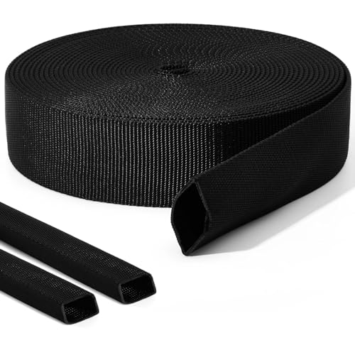 Image of Hanaive 26 ft Nylon Hydraulic Hose Protector Sleeve Tig Torch Cable Cover Black Protective Cover Hose Sheath Hydraulic Wrap Cutting Wire Sheath Sleeve Management Wrap for Cord Tig(2 Inch Id)