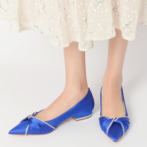 Women's Flats Pointed Toe Party Dress Rhinestone Satin Shoes Flats for Women Flat Comfortable Dressy Pumps2