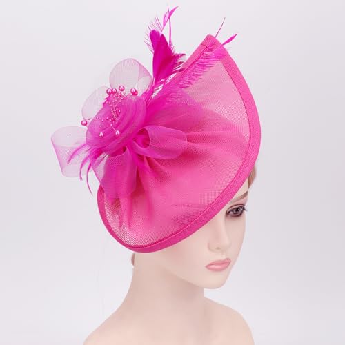 Image of DRESHOW Women Fascinator Hats Tea Party Hat Vintage Pillbox Hat Headband for Cocktail